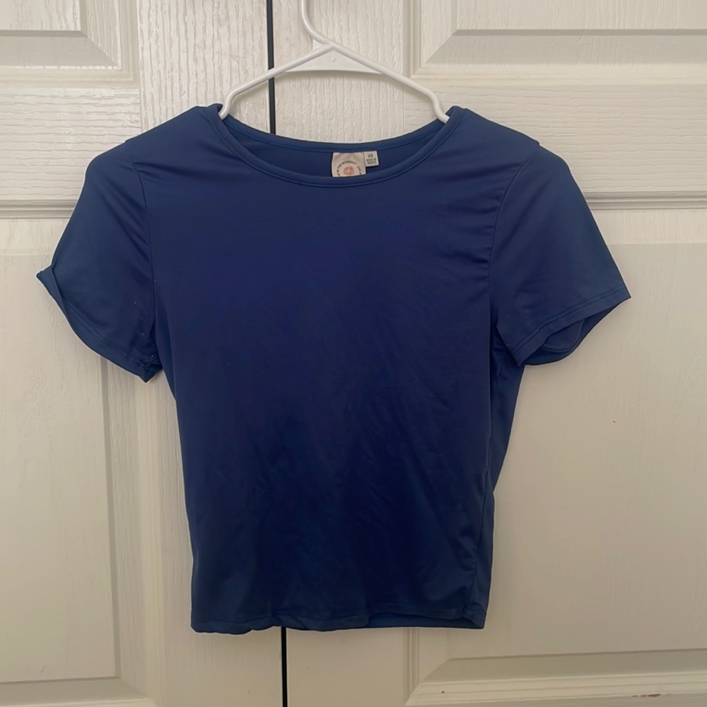 dark blue short sleeve top